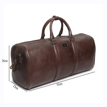 Brown Matte Finish Leather Travel Duffle Bag By Brune & Bareskin
