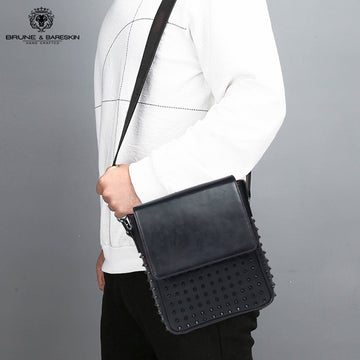 Crossbody Flap Over with Black Studded Leather Bag