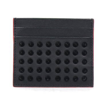 Black Leather Studded Unisex Card Holder By Brune & Bareskin