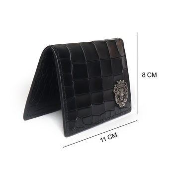 Deep Cut Black Croco Leather Card Holder by Brune & Bareskin