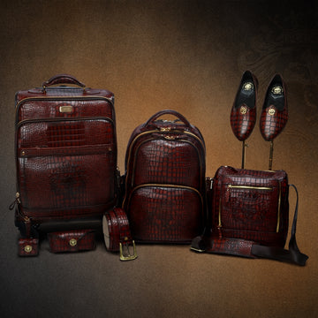 Perfect Travel Combo of  Matching Cognac Deep Cut Leather
