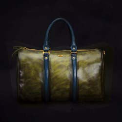 Olive-Green crafted Leather Duffle Bag by Brune & Bareskin