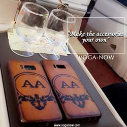 Mobile Cover With Hand painted AA Initials on Tan Leather By Brune & Bareskin