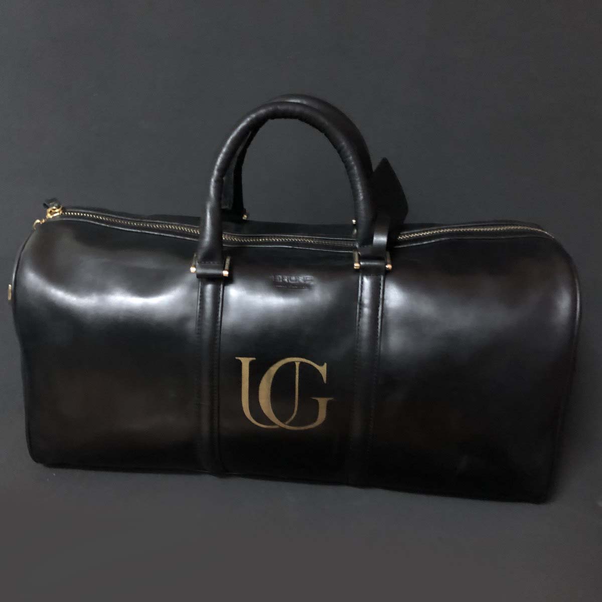 Handmade Classy Black Leather Duffle Bag with Your Name Initials by Brune & Bareskin