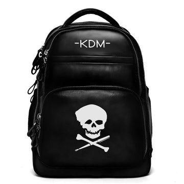 Black Leather Silver Zip Customized KDM Backpack by Brune & Bareskin