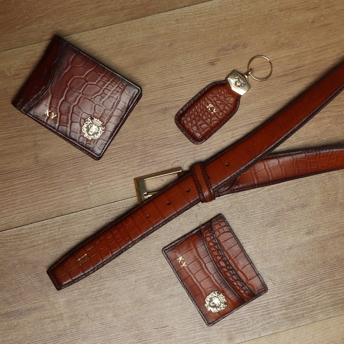 Customised Tan Leather Wallet, Cardholder, Belt, Keychain by Brune & Bareskin