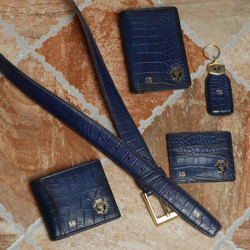 Blue Croco Leather Customized Products by Brune & Bareskin