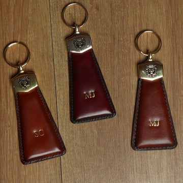 Bespoke Embossed Initials Leather Key chain by Brune & Bareskin (Price for 1 Product)