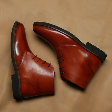 Bespoke Brown Foldable Customised Increased Derby Boots Length By Brune & Bareskin
