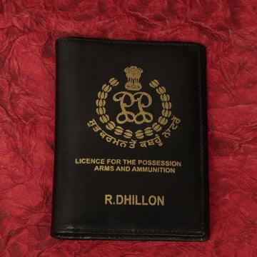 Bespoke "R-DHILLON" Black Leather Passport Holder by Brune & Bareskin
