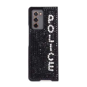 Customized "POLICE" Fold 2 Black And Silver Swarovski Crystal Zardosi Mobile Cover By Brune & Bareskin