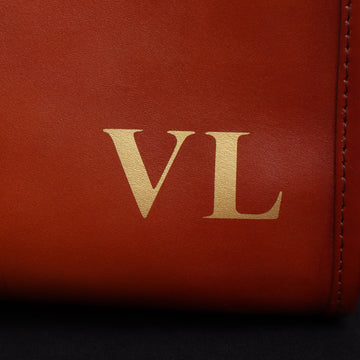 Bespoke Hand-Paint Name Initial Tan Genuine Leather Button Opening Hand Bag for Women by Brune & Bareskin