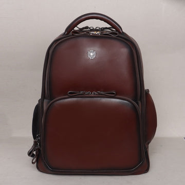 Customized Embroidered Name Initial Dark Brown Leather Backpack by Brune & Bareskin