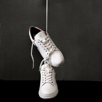 Bespoke Golden Embossed Initial White Leather Low-Top Lace-Up Sneakers by Brune & Bareskin