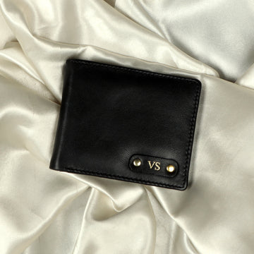 Bespoke Embossed Initial Riveted Multi Slot Black Leather Bi-Fold Wallet By Brune & Bareskin