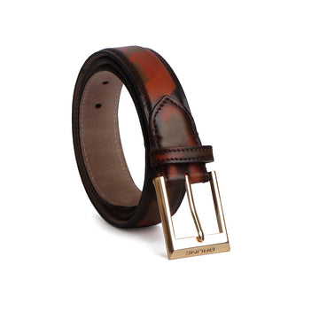 Hand painted Camo(ARMY) Leather Belt With Golden Square Buckle For Men By Brune & Bareskin