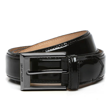 Black Patent Leather Gunmetal Finish Buckle Belts By Brune & Bareskin