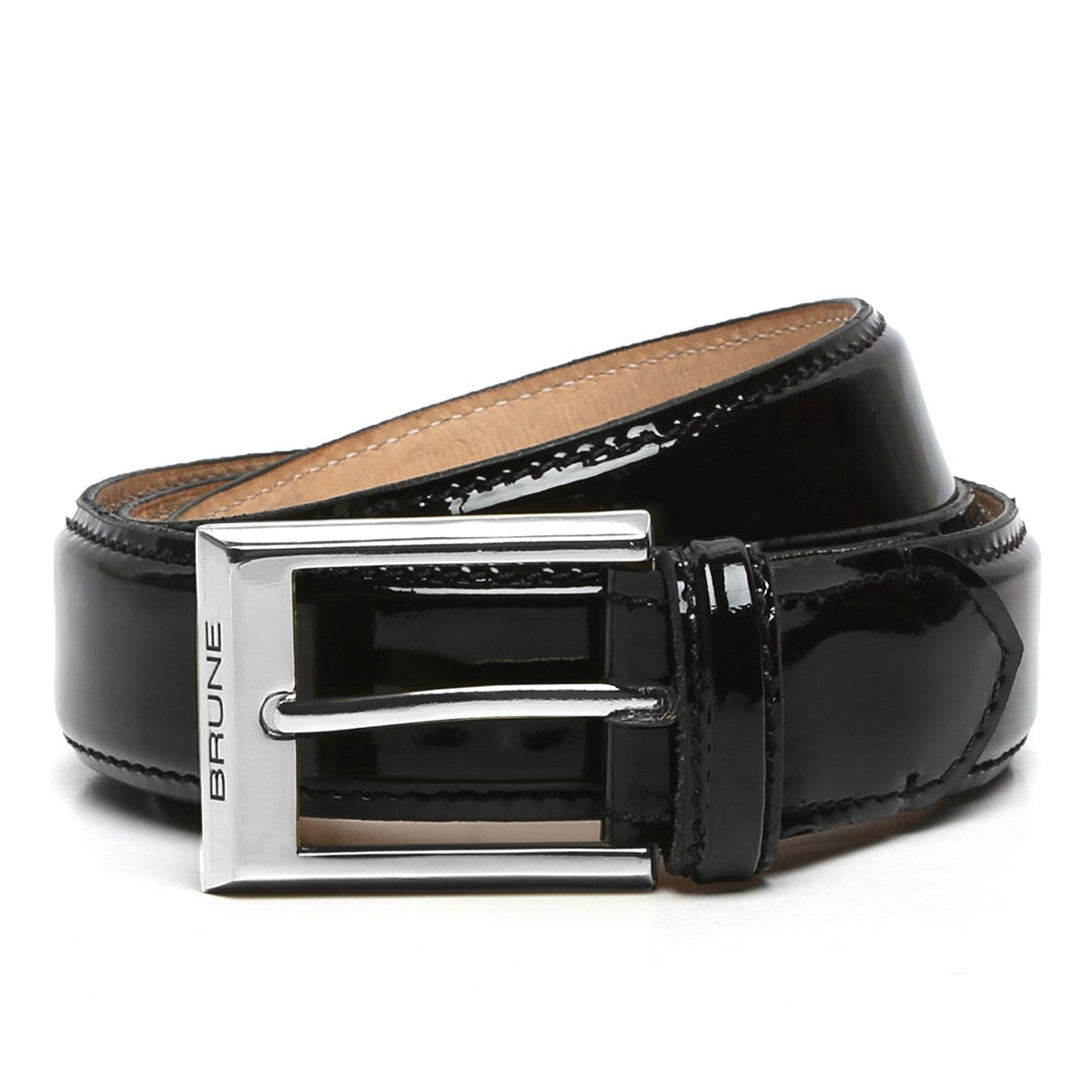 Black Patent Leather Silver Finish Buckle Belts By Brune & Bareskin