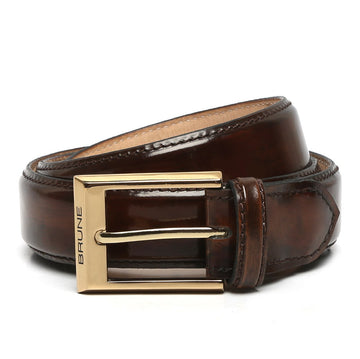 Dark Brown Patent Leather Belts Gold Finish Buckle By Brune & Bareskin