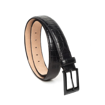 Luxurious Black Gunmetal Buckle Belt Deep Cut Leather By Brune & Bareskin