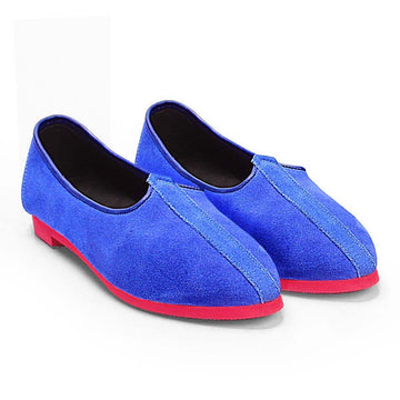 Mens Leather Blue With Red Sole Jalsa Jutti