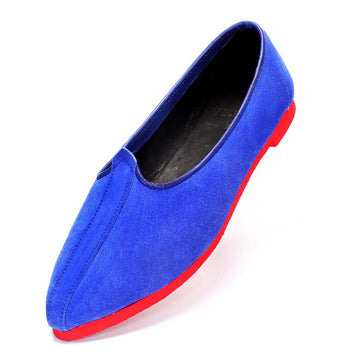 Mens Leather Blue With Red Sole Jalsa Jutti