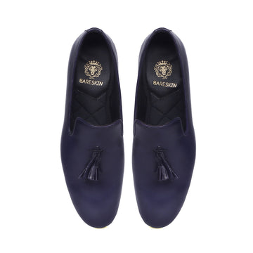 Blue Leather Tassel Hand Crafted Shoes