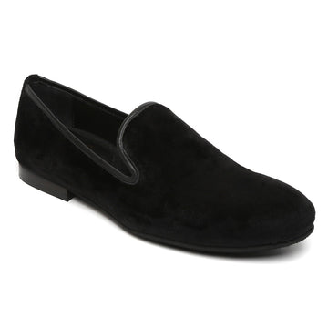 Plain Black Velvet Men Slip On's By Brune & Bareskin