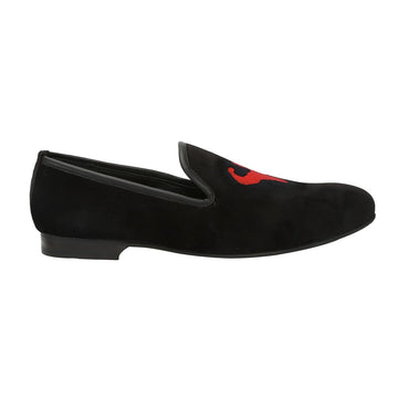 Black Body Building Embroidery Collection Velvet Slip-On Shoes By Bareskin