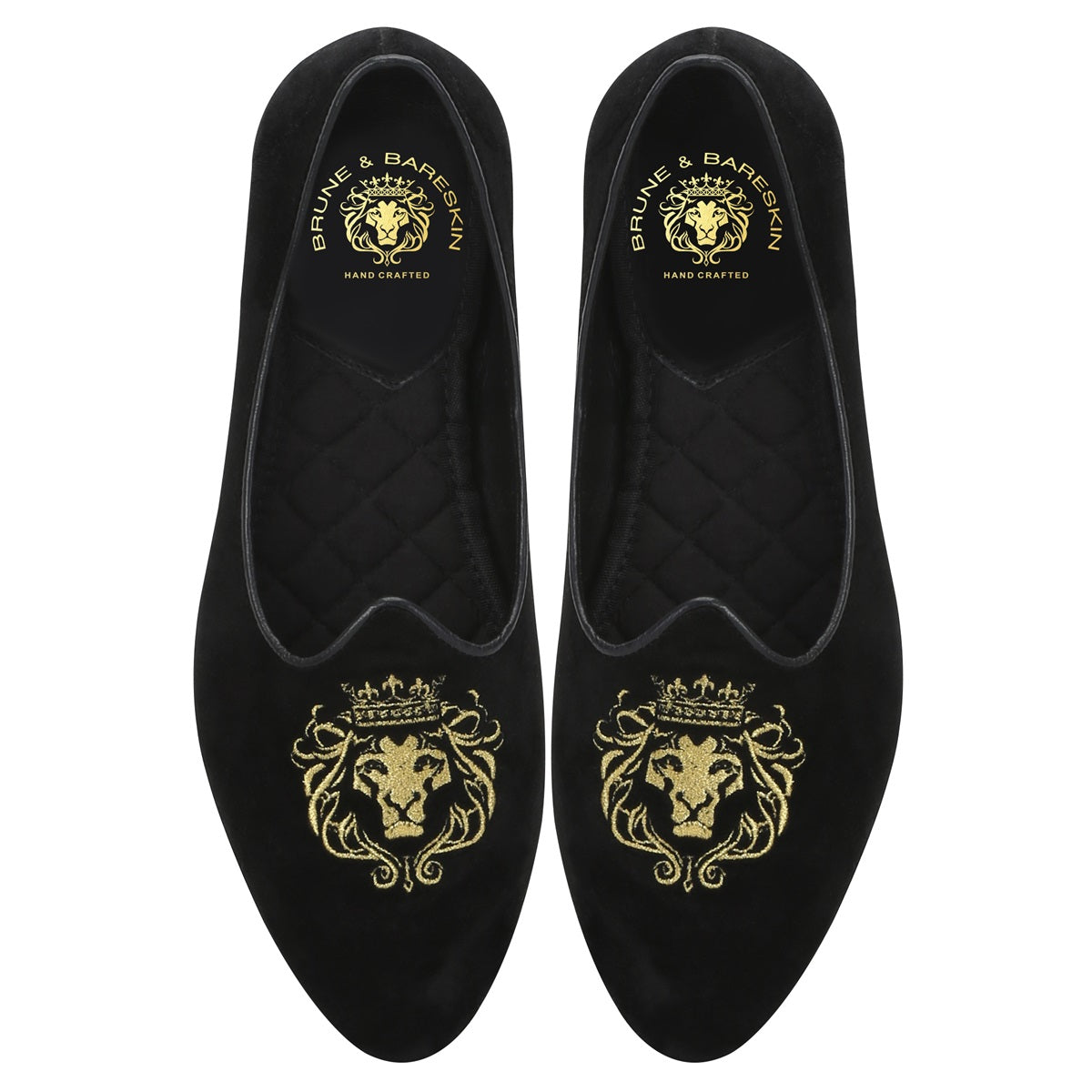 Black Velvet Jalsa Jutti For Men With Golden Lion-King Embroidery