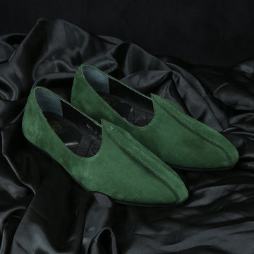 Mod Look Jalsa Jutti in Green Suede Leather