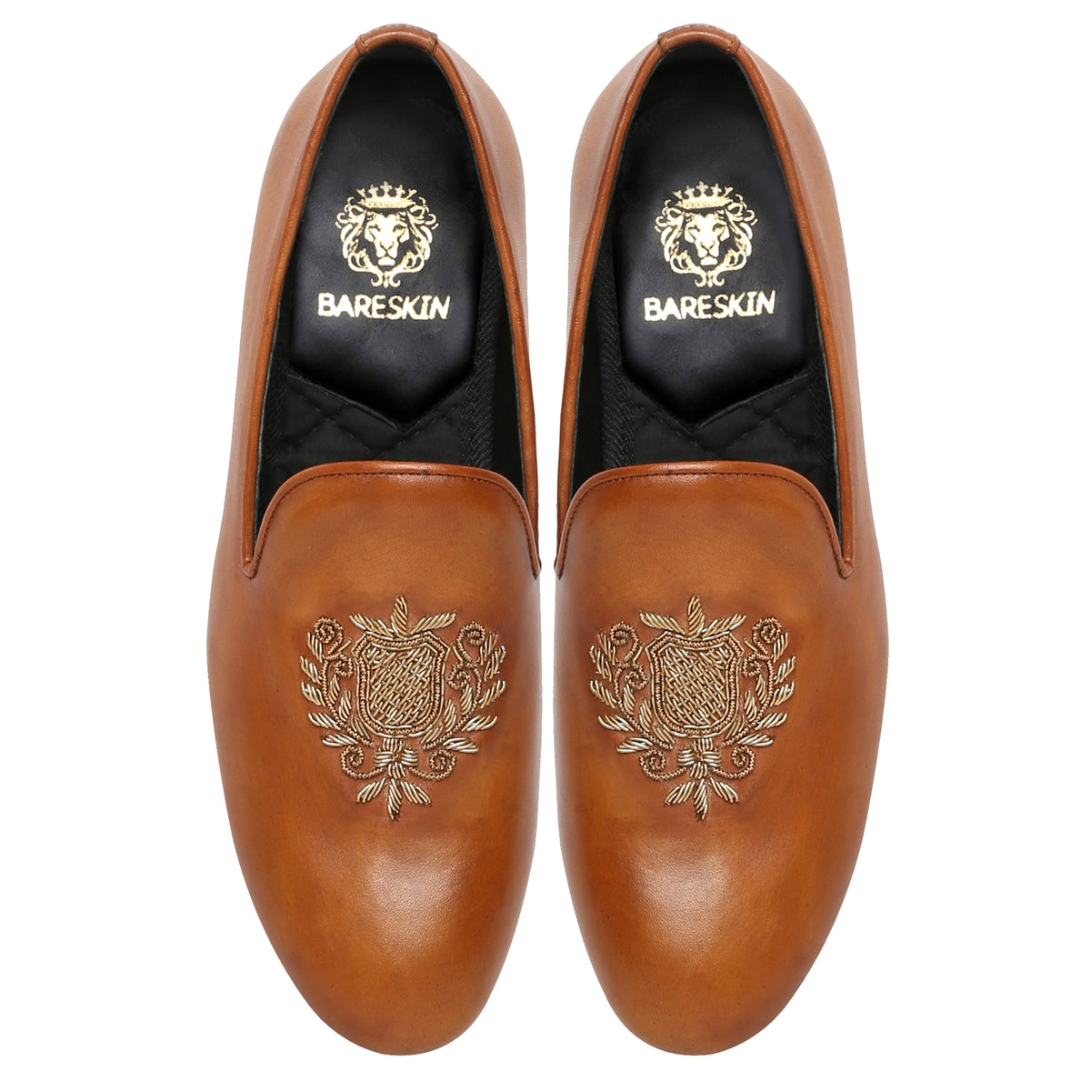 Zardosi Crest Slip-On in Tan Genuine Leather By Brune & Bareskin