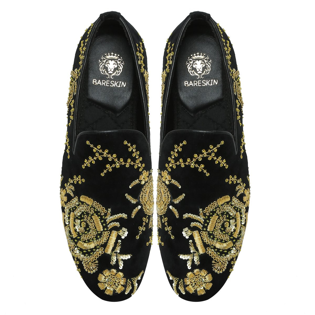 Zardosi Embroidery Slip-On Shoes in Black Velvet By Brune & Bareskin