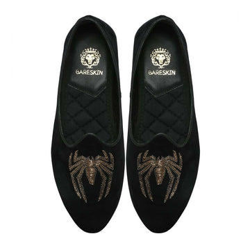 Spider Zardosi Black Velvet Jalsa Jutti By Brune & Bareskin