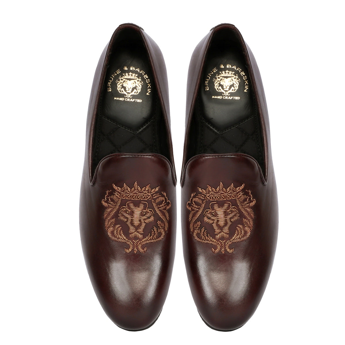 Lion Zardosi Slip-On Shoes in Dark Brown Leather By Brune & Bareskin