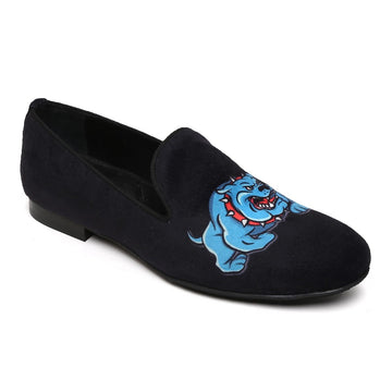 Blue 3D Bulldog Black Slip On By Brune & Bareskin