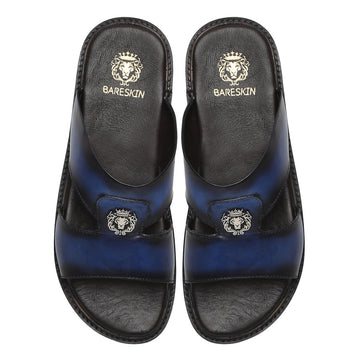 Blue Genuine Leather Sandal/Slippers By Bareskin