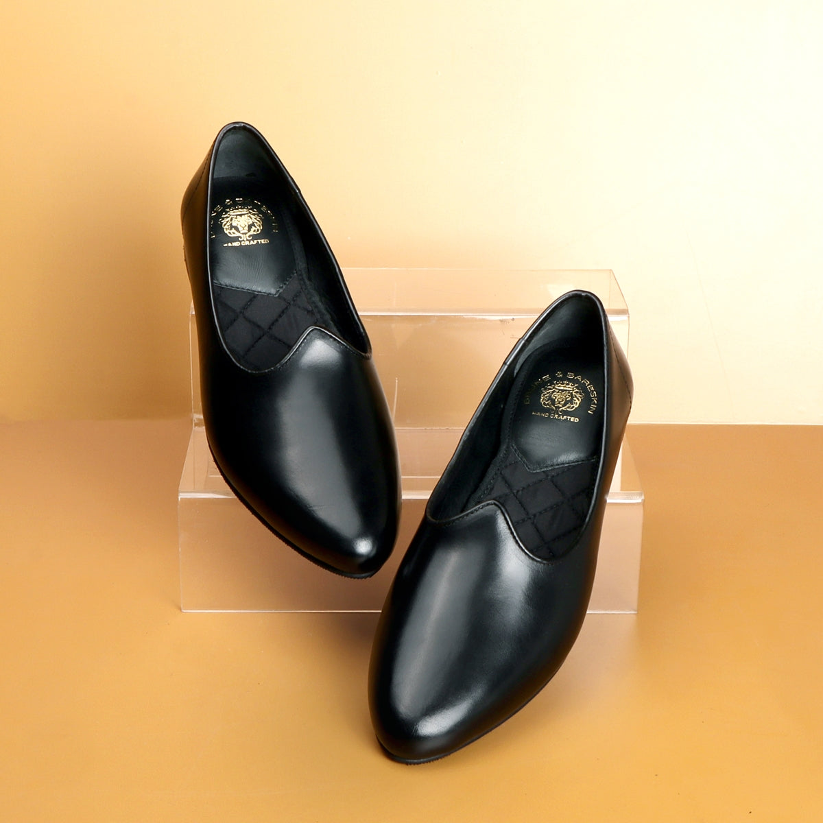 Juti Boy Hand-Painted Black Leather Jalsa Jutti - Main Image