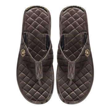 Grey V-Strap Italian Velvet Slippers