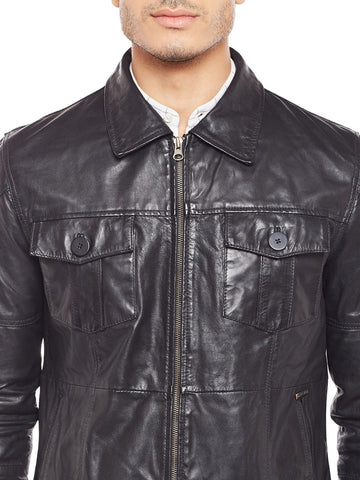 Black Genuine Leather Classic Jacket For Men By Bareskin