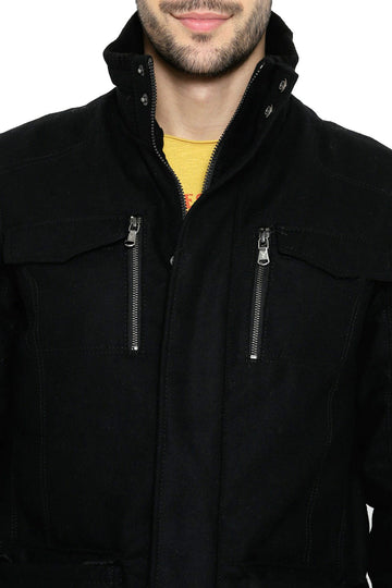 Men's Black Plain Classic Jacket