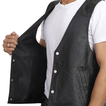 Black Sleeveless Biker Vest