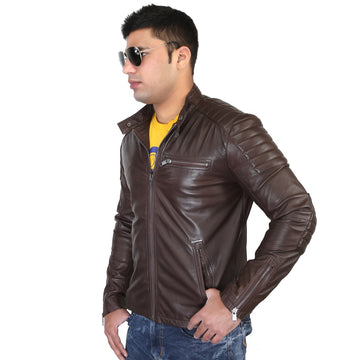 Men's Brown Color Genuine Leather Jacket