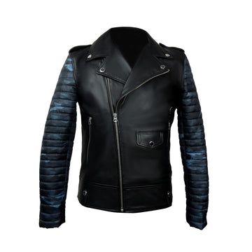 Men'S Genuine Leather Black Color With Padded Sleeves Jacket By Bareskin