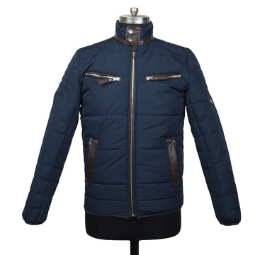 Multiple Front Pockets Blue Puffer Jacket by Brune & Bareskin