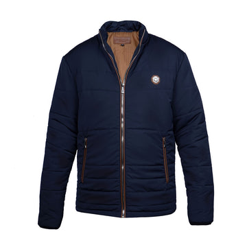 Long Zipper Side Pockets Blue Puffer Jacket by Brune & Bareskin