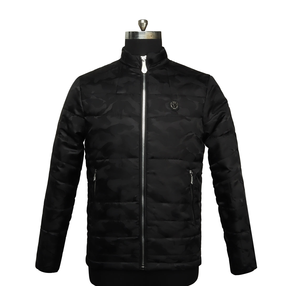 Long Zipper Side Pockets Camo Puffer Jacket by Brune & Bareskin