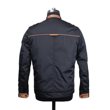 Adjustable Leather Strap Blue Puffer Jacket by Brune & Bareskin
