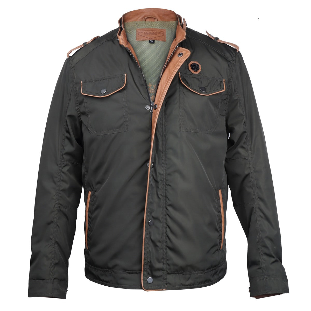 Adjustable Leather Strap Green Puffer Jacket by Brune & Bareskin