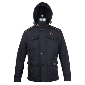 Concealed Zipper Hood Black Puffer Jacket by Brune & Bareskin